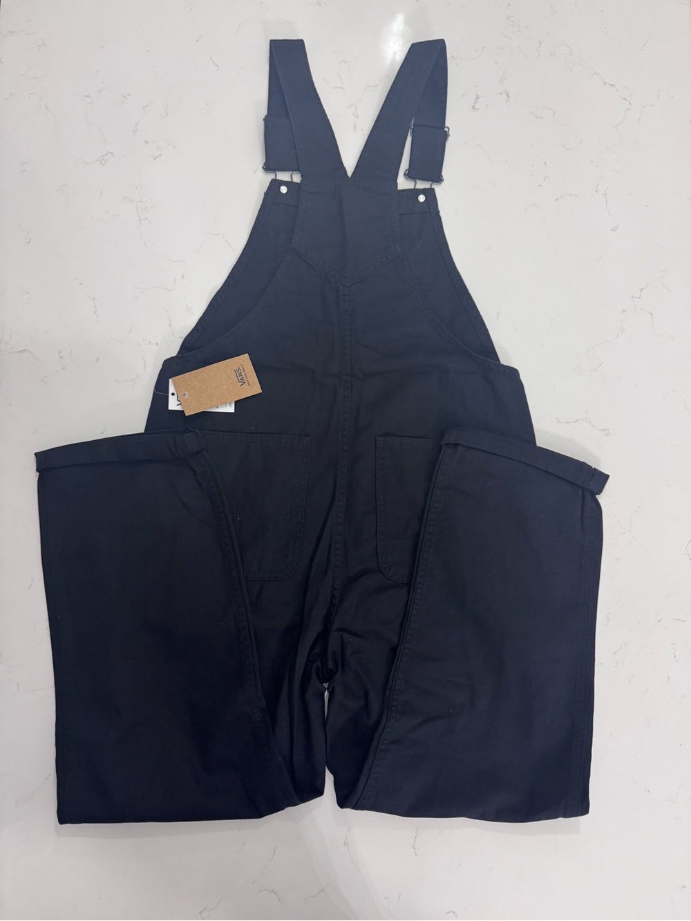 Vans Black Women's Denim Overalls with Front Bib Pocket - Picture 5 of 6